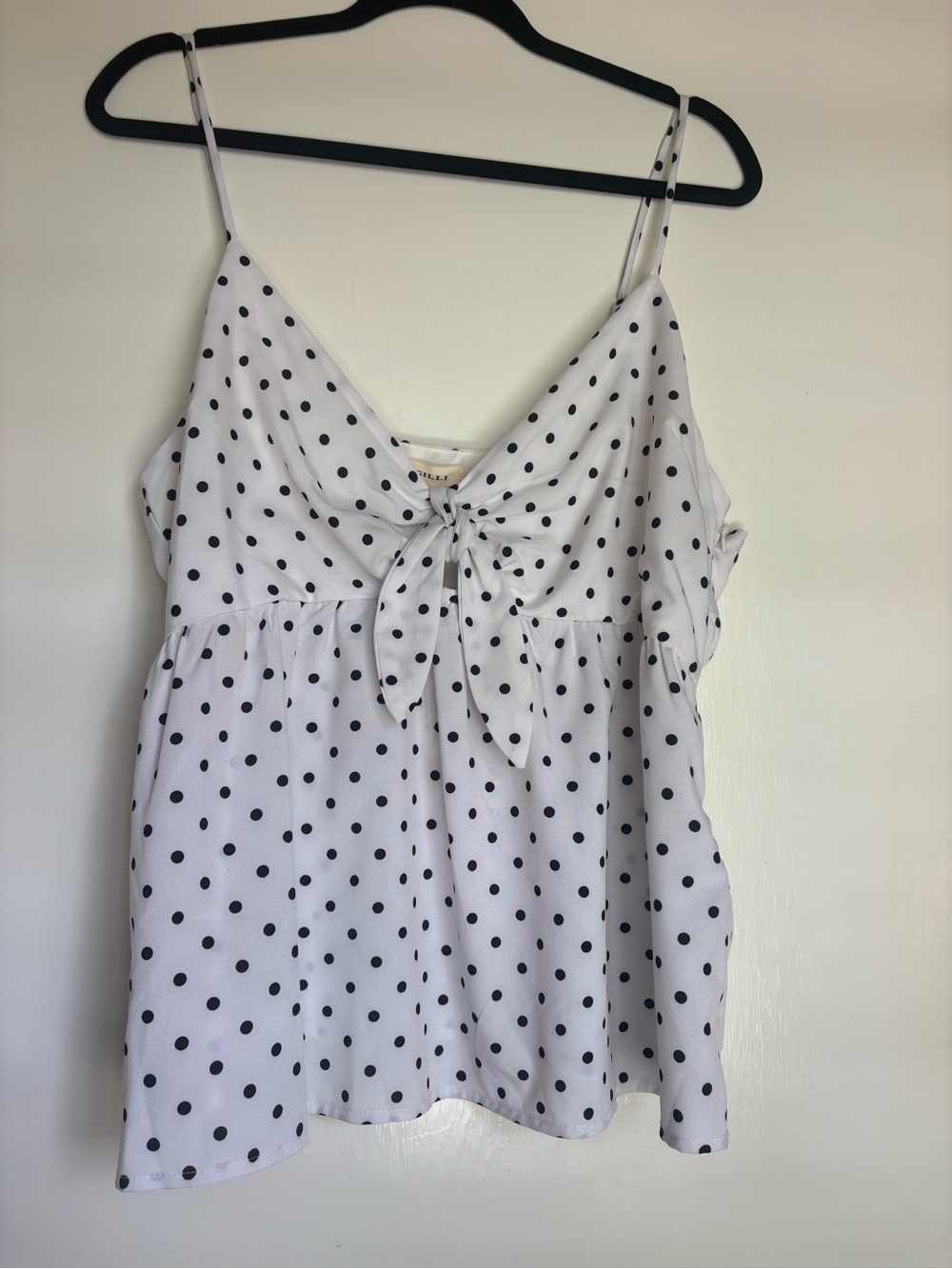 Gilli White Polka Dot Tie-Front Cami
